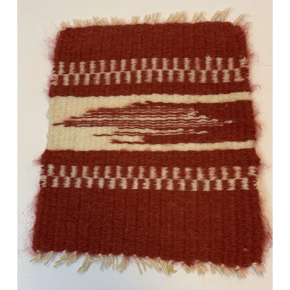 Vintage Southwestern Fuzzy Wool Miniature Dollhouse Fringe Rug 9 X 7